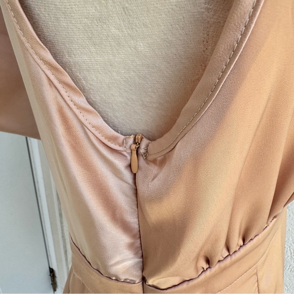 SHEIN. Champagne Satin dress. Midi Dress. Cowl back. Sz L. Side zip. Bac… - Picture 5 of 10